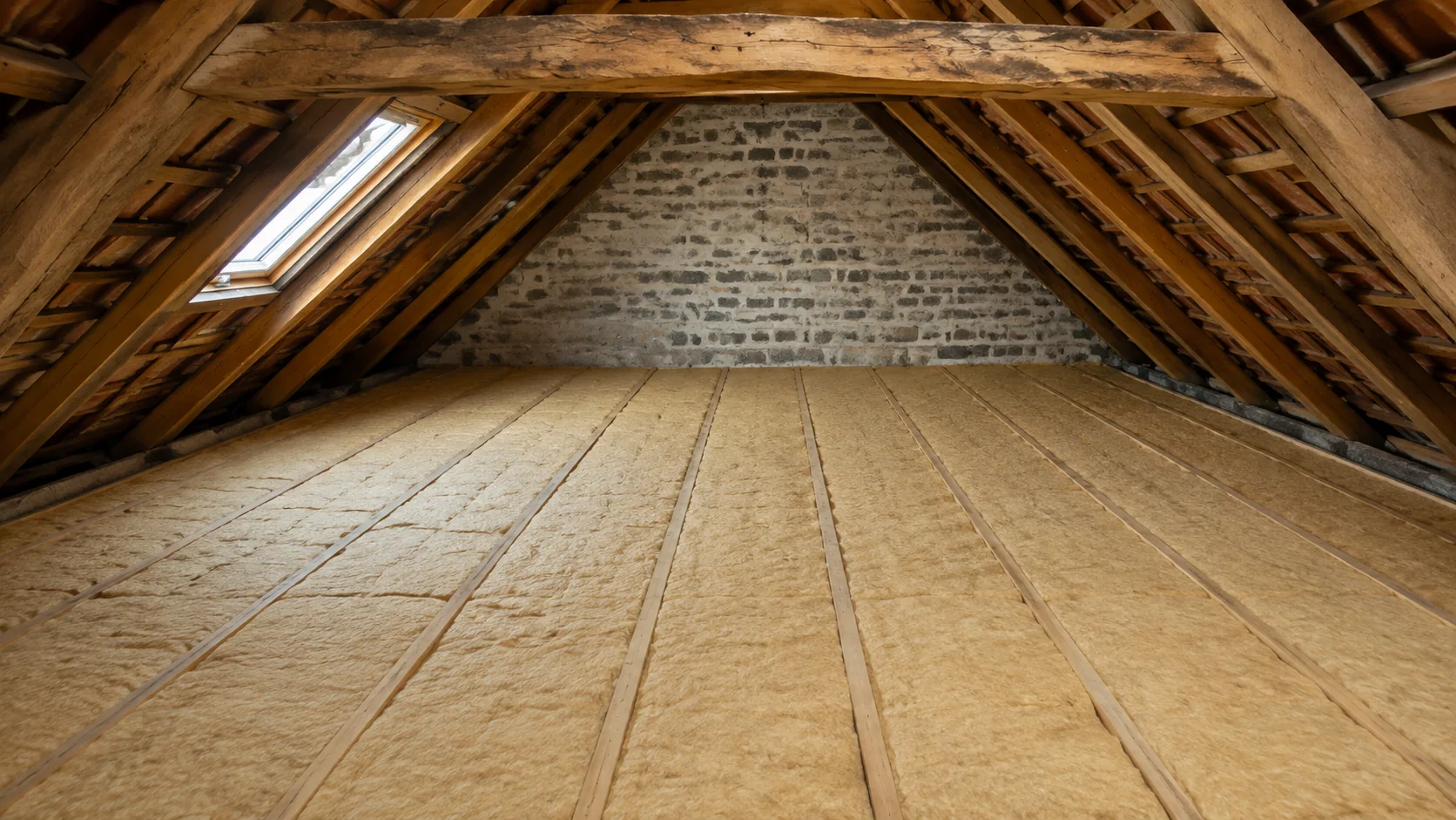 Plancher de combles entièrement recouvert d’isolant thermique